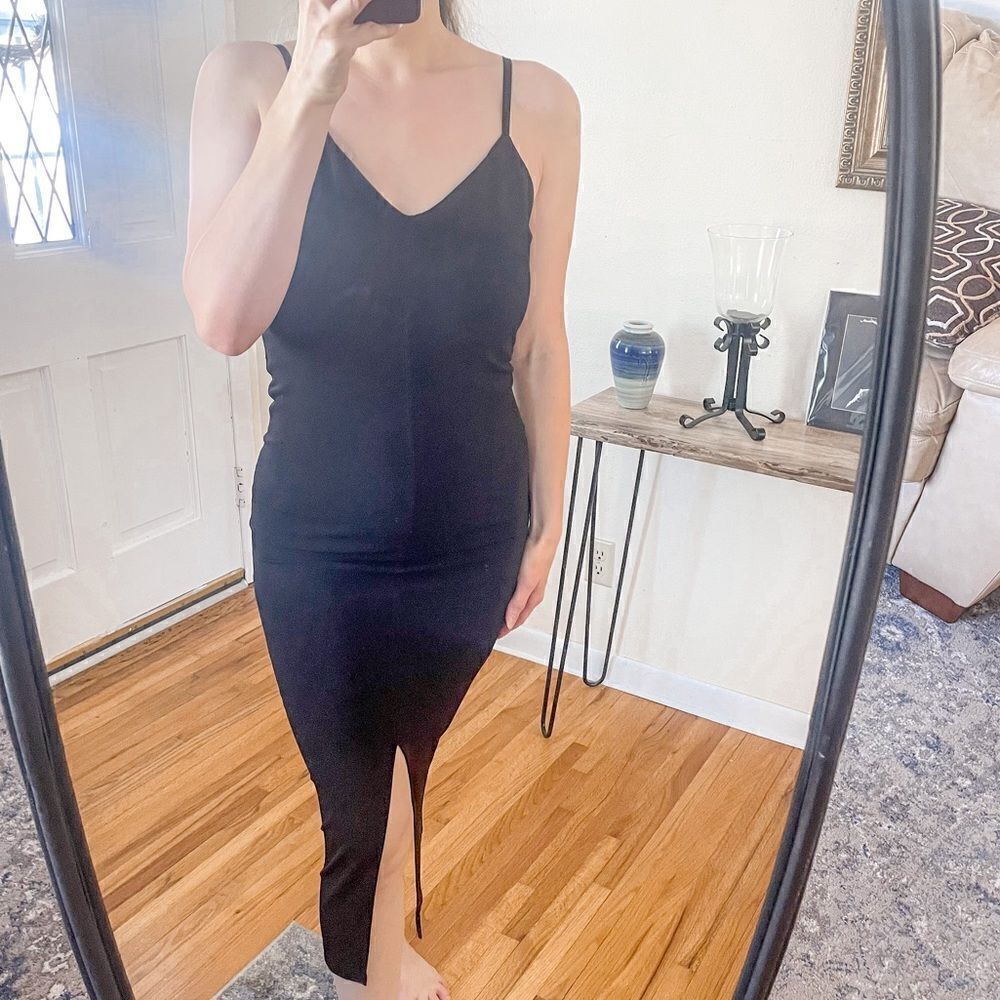 Alice + Olivia Slip Dress Midi Black 6